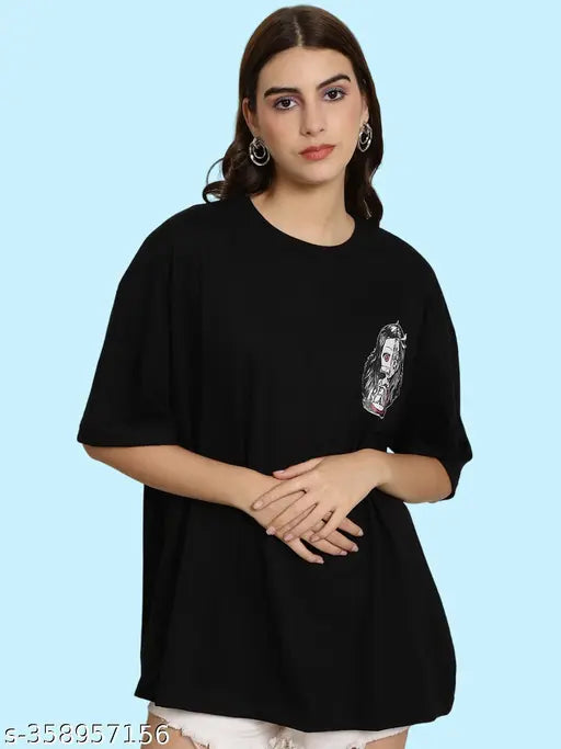 Graphic Printed Cotton Oversized T-Shirt for Women