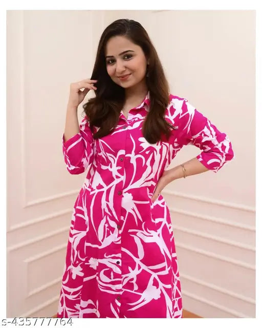 Mezraa Pink Floral Kurta Co-Ord Set | Cotton Blend Kurta & Pant Ensemble