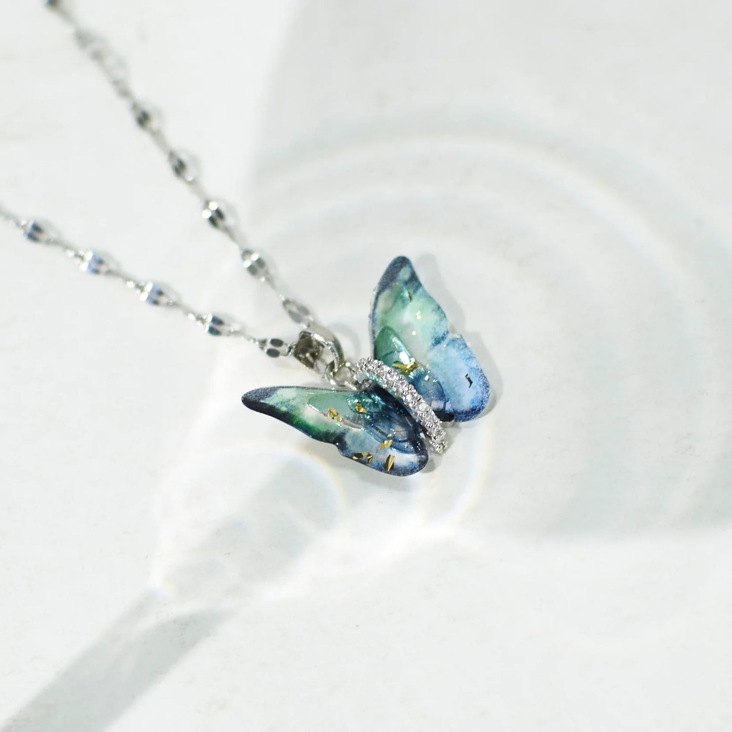 Vibrant Blue Butterfly Pendant Necklace