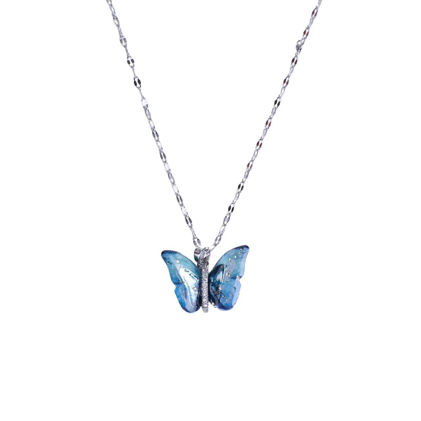 Vibrant Blue Butterfly Pendant Necklace