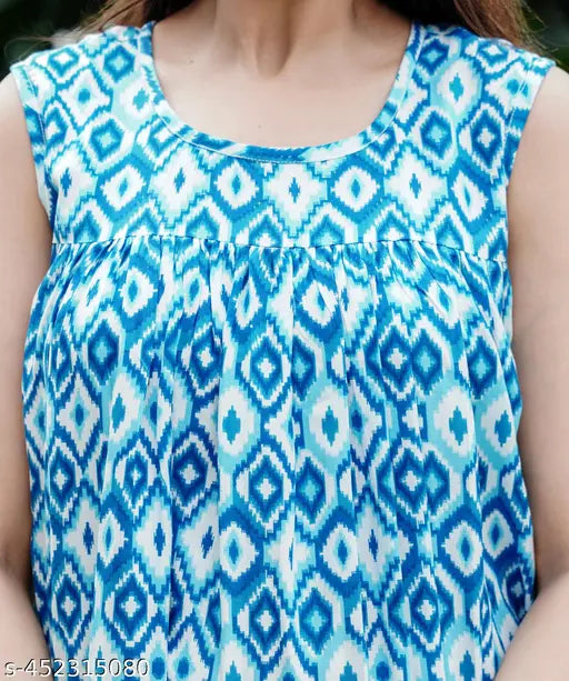 MEZRAA Printed Cotton Peplum Co-Ord Set | Sleeveless Summer Chic
