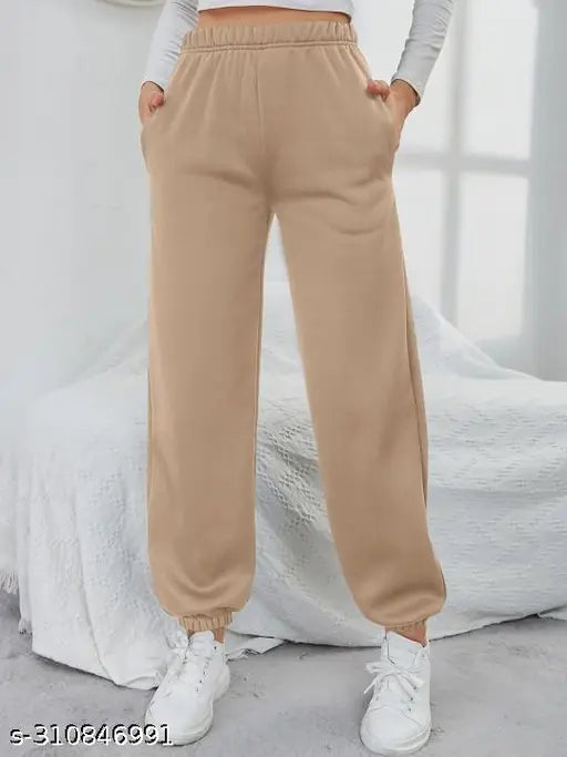 Mezra FlexFit™ Women's Solid Joggers – Regular Fit