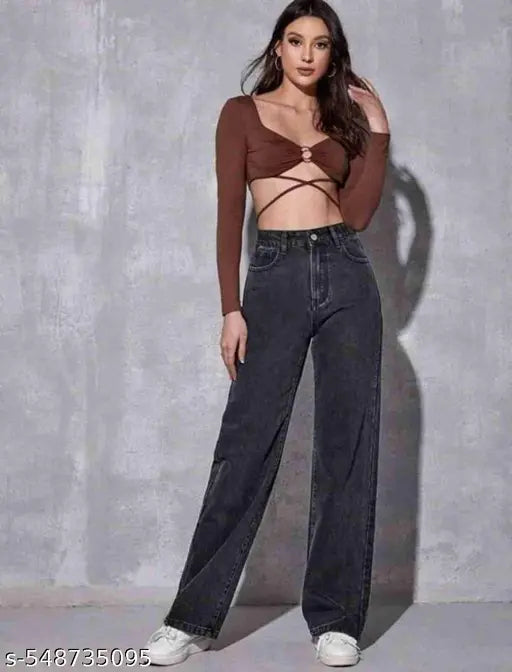 Mezra Grey Wide-Leg Denim