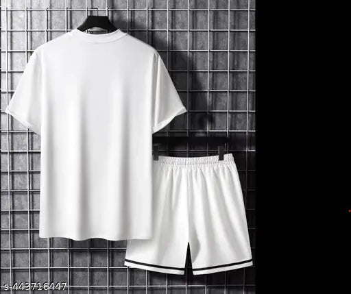 MEZRAA x STYLOKETH White JK Printed Men’s Co-Ord Set | Half Sleeve Tee & Shorts