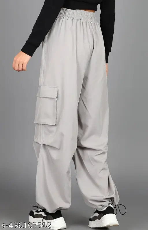 Mezra DriftFit™ Grey Cargo Parachute Pants – Women