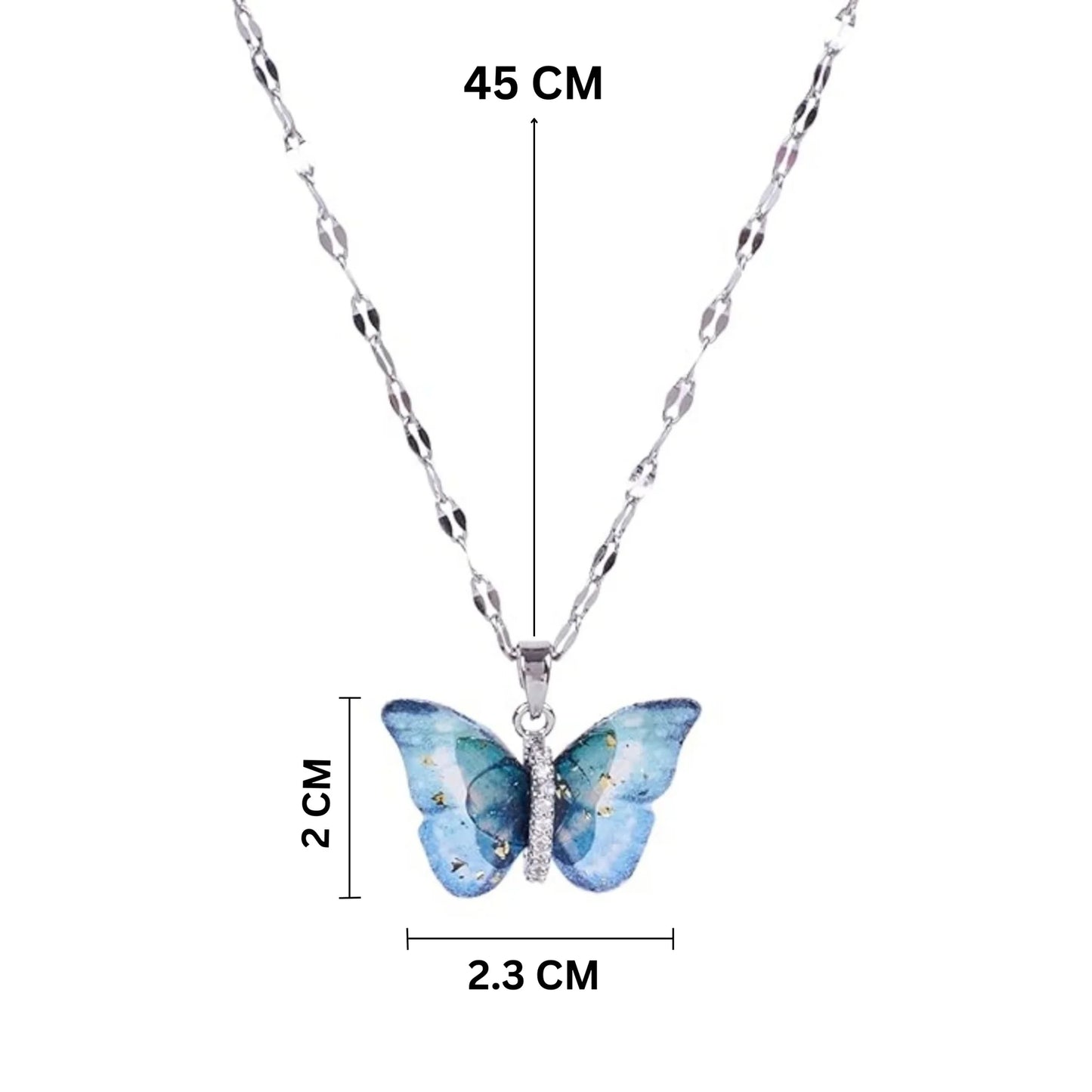 Vibrant Blue Butterfly Pendant Necklace