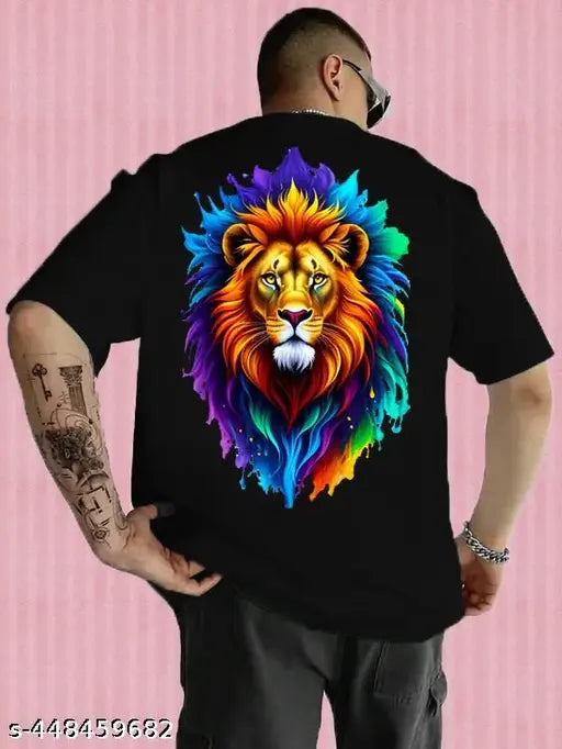 MEZRAA Men's Oversized Lion Print T-Shirt – 100% Cotton | Street Style