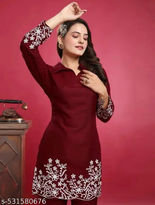 Mezraa Embroidered Kurta-Pant Co-Ord Set