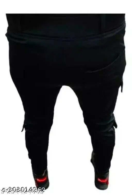 MEZRAA Men’s Original Stretch Lycra Cargo Joggers | Solid Slim-Fit Pants