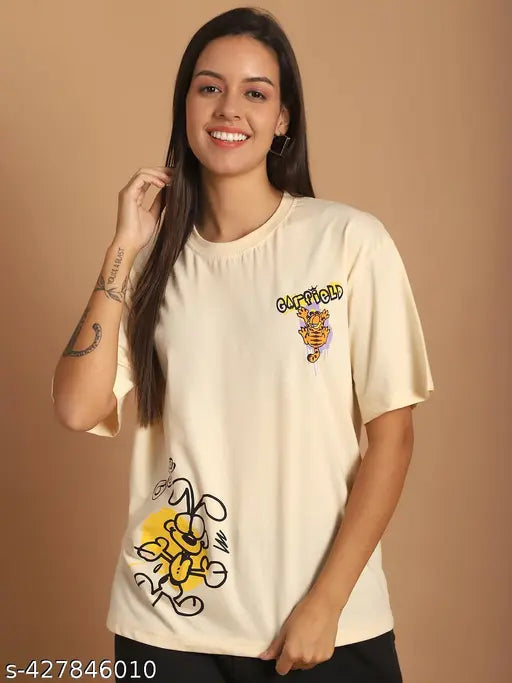 Cotton Printed Oversized T-Shirt for Women