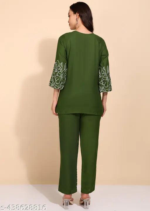 MEZRAA Embroidered Rayon Co-Ord Set | Festive Mehendi Edit