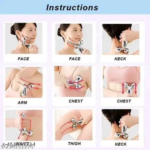 MEZRAA Jade & 3D Roller Facial Massager Combo | Stone Roller + Gua Sha + 3D Body Massager