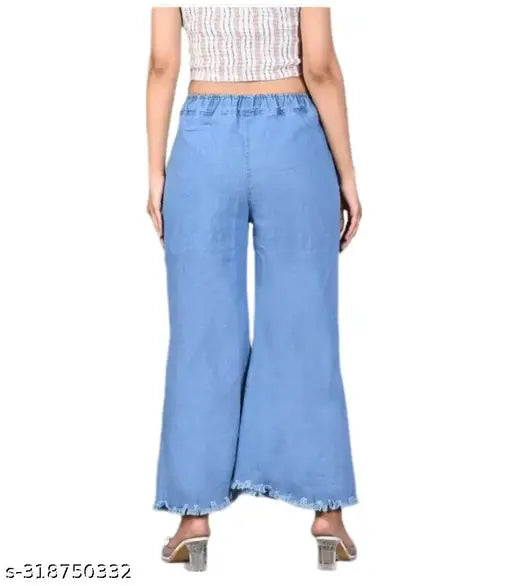 Mezra Women's Tie-Up Baggy Plazo Jeans
