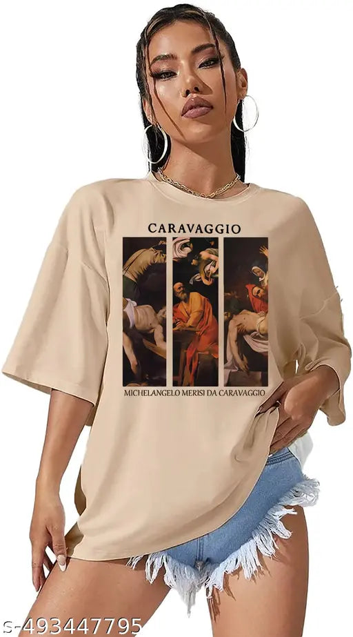 Beige Oversized Baggy T-Shirt for Women