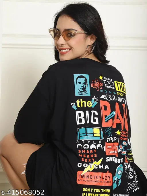 Fancy Cotton Graphic Printed Oversized T-Shirt for Women