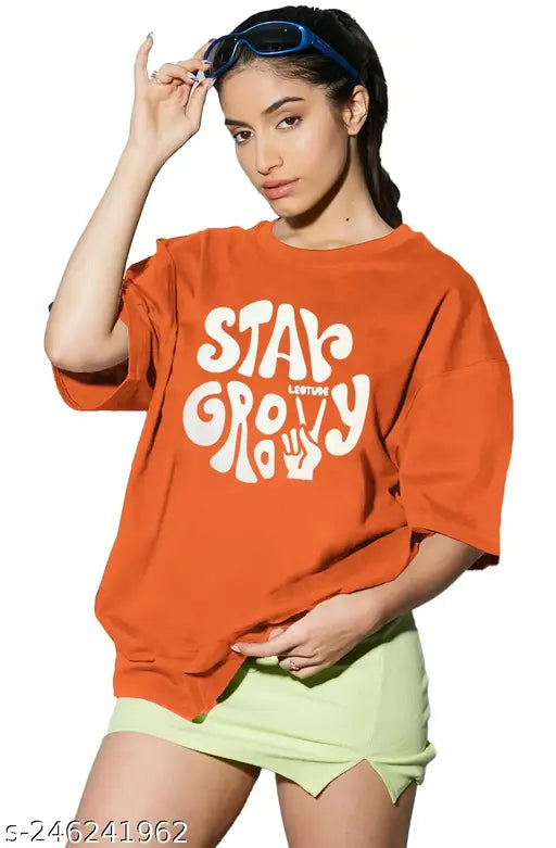 LEOTUDE Trendy Feminine Printed Oversized T-Shirt for Women – Plus Sizes Available
