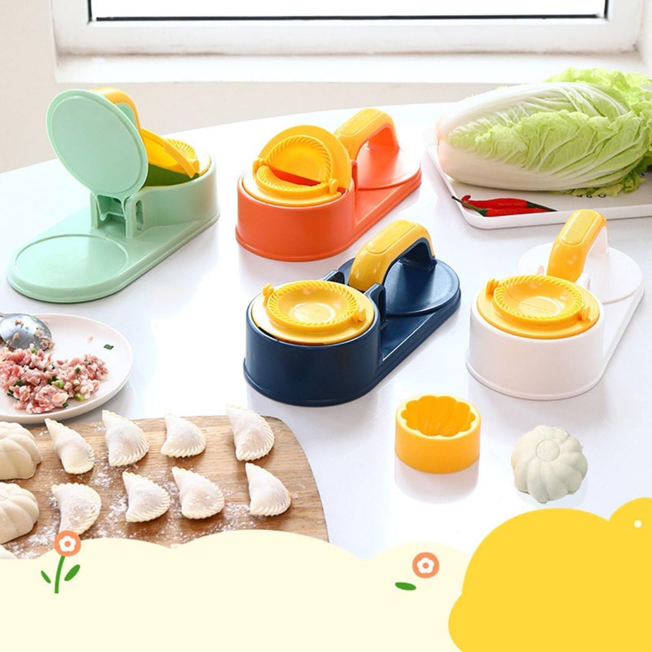 3 in 1 Momo Maker Machine Skin Press Gujiya Mould Dumpling Maker