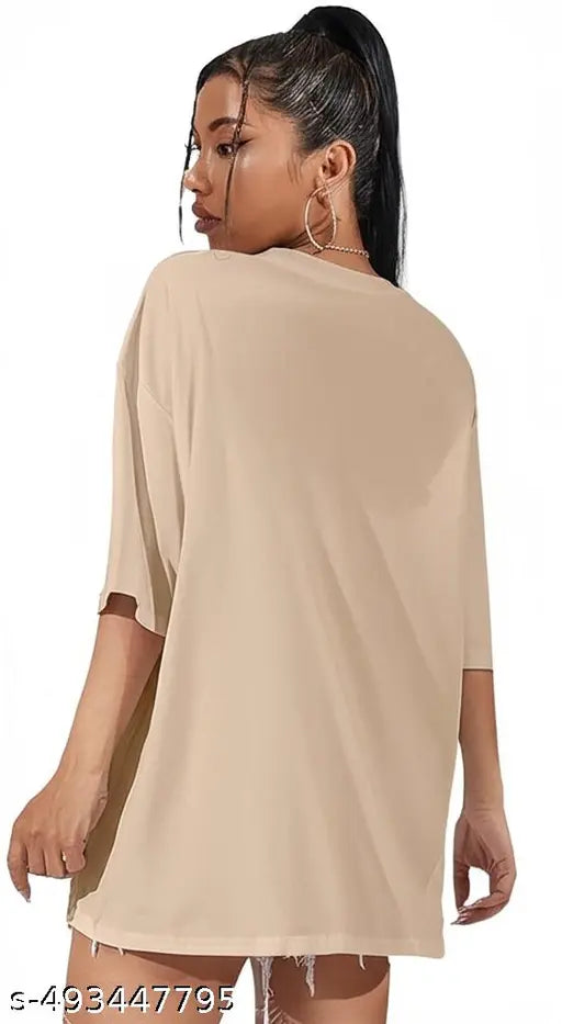 Beige Oversized Baggy T-Shirt for Women