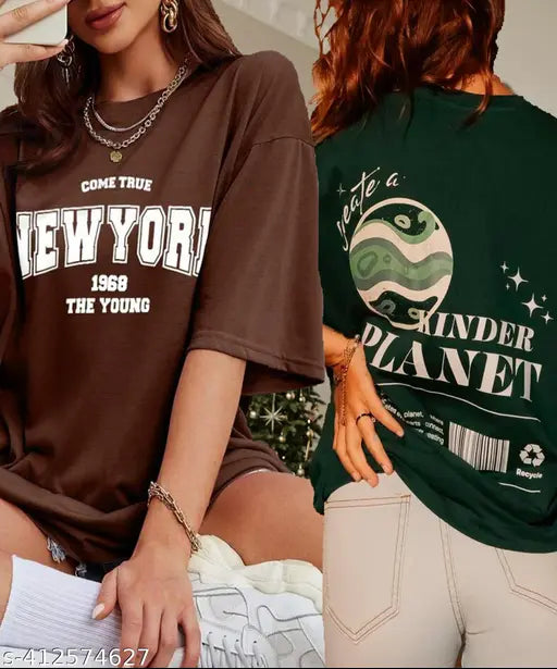 HELL BOUND – Women's Pack of 2 Trending Oversized T-Shirts