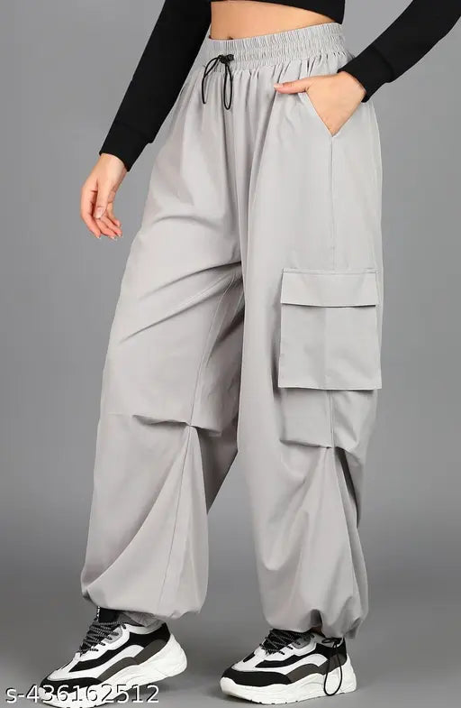 Mezra DriftFit™ Grey Cargo Parachute Pants – Women