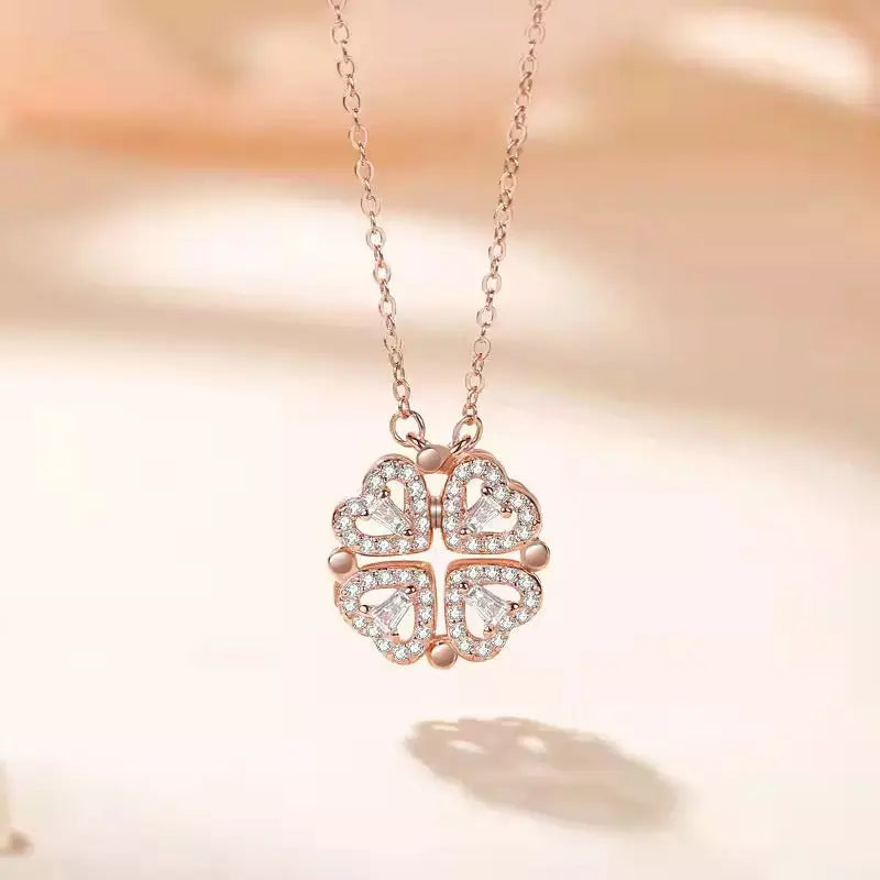 Hyacinth 4-Piece Magnetic Clover Necklace – Rose Gold