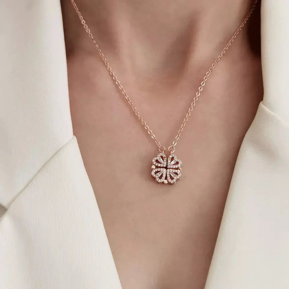 Hyacinth 4-Piece Magnetic Clover Necklace – Rose Gold