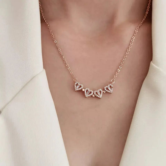 Hyacinth 4-Piece Magnetic Clover Necklace – Rose Gold