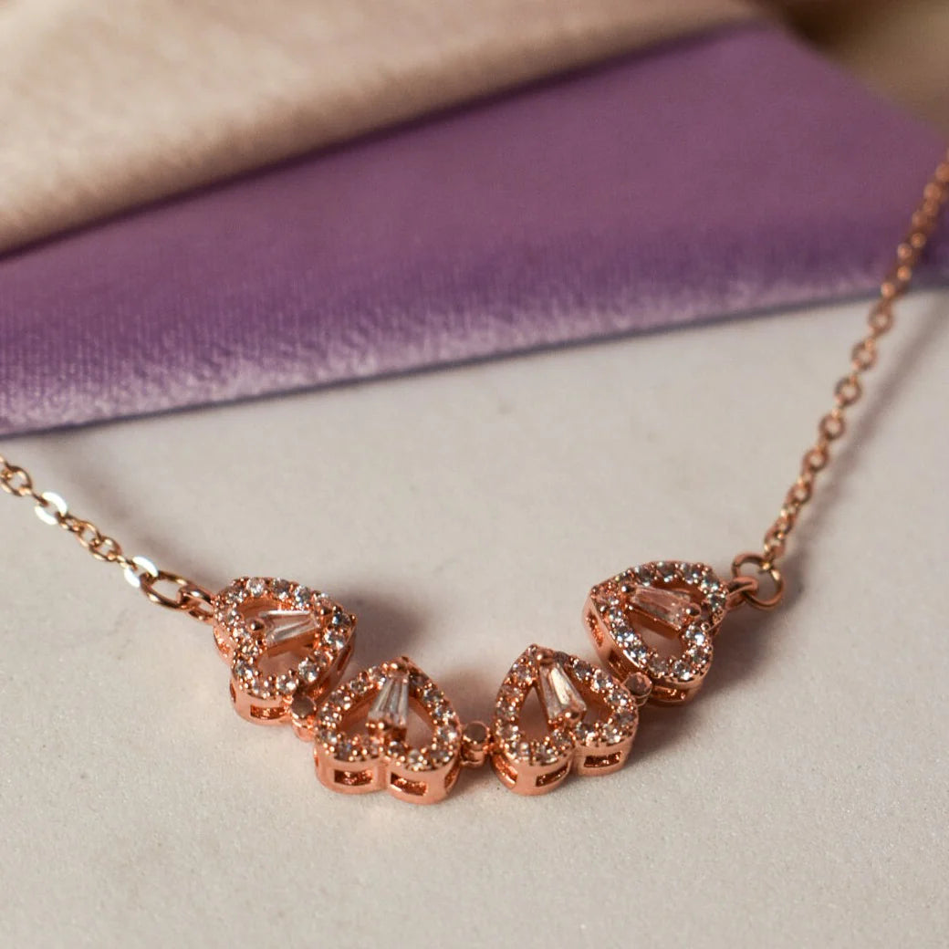 Hyacinth 4-Piece Magnetic Clover Necklace – Rose Gold