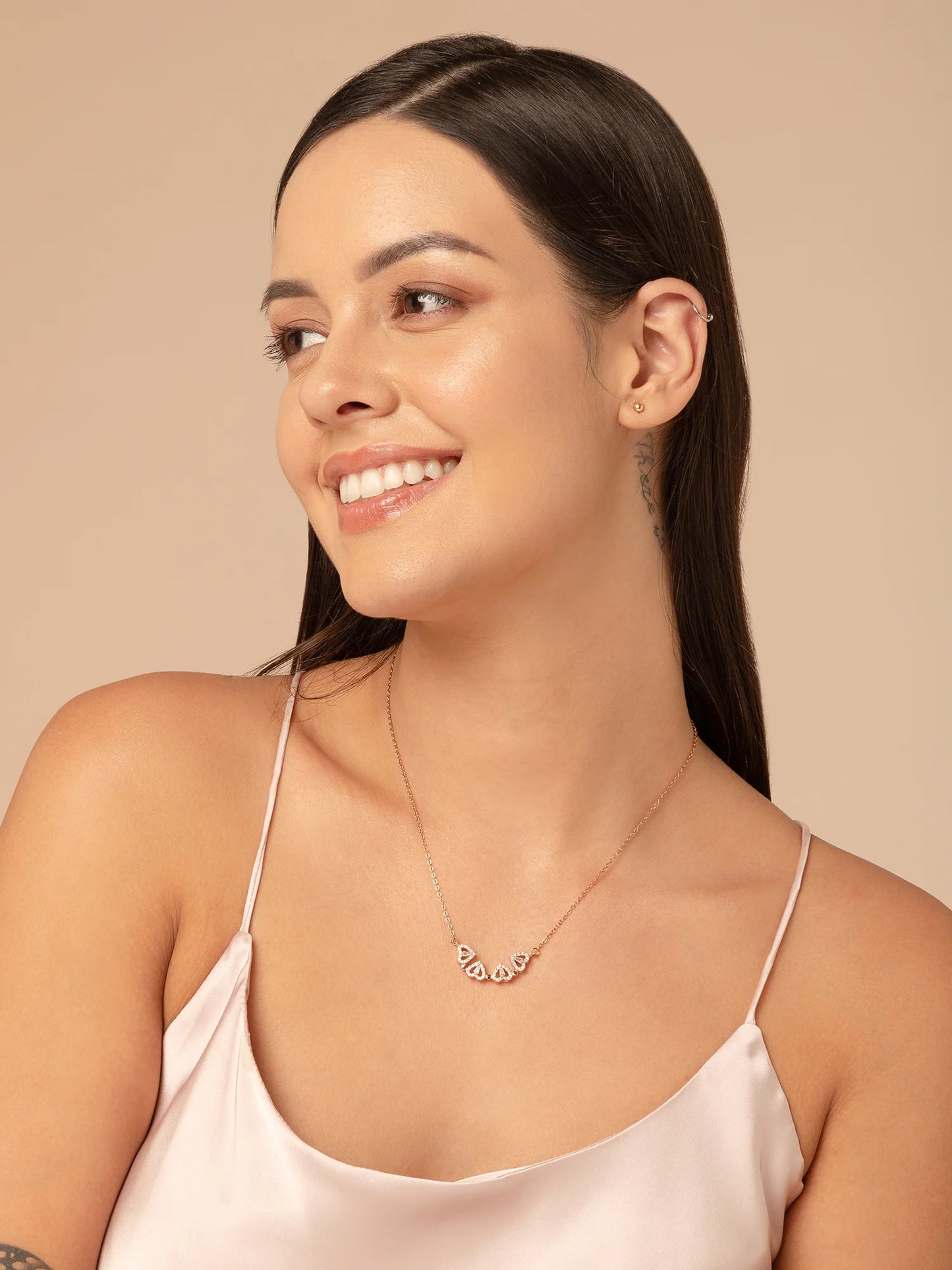 Hyacinth 4-Piece Magnetic Clover Necklace – Rose Gold