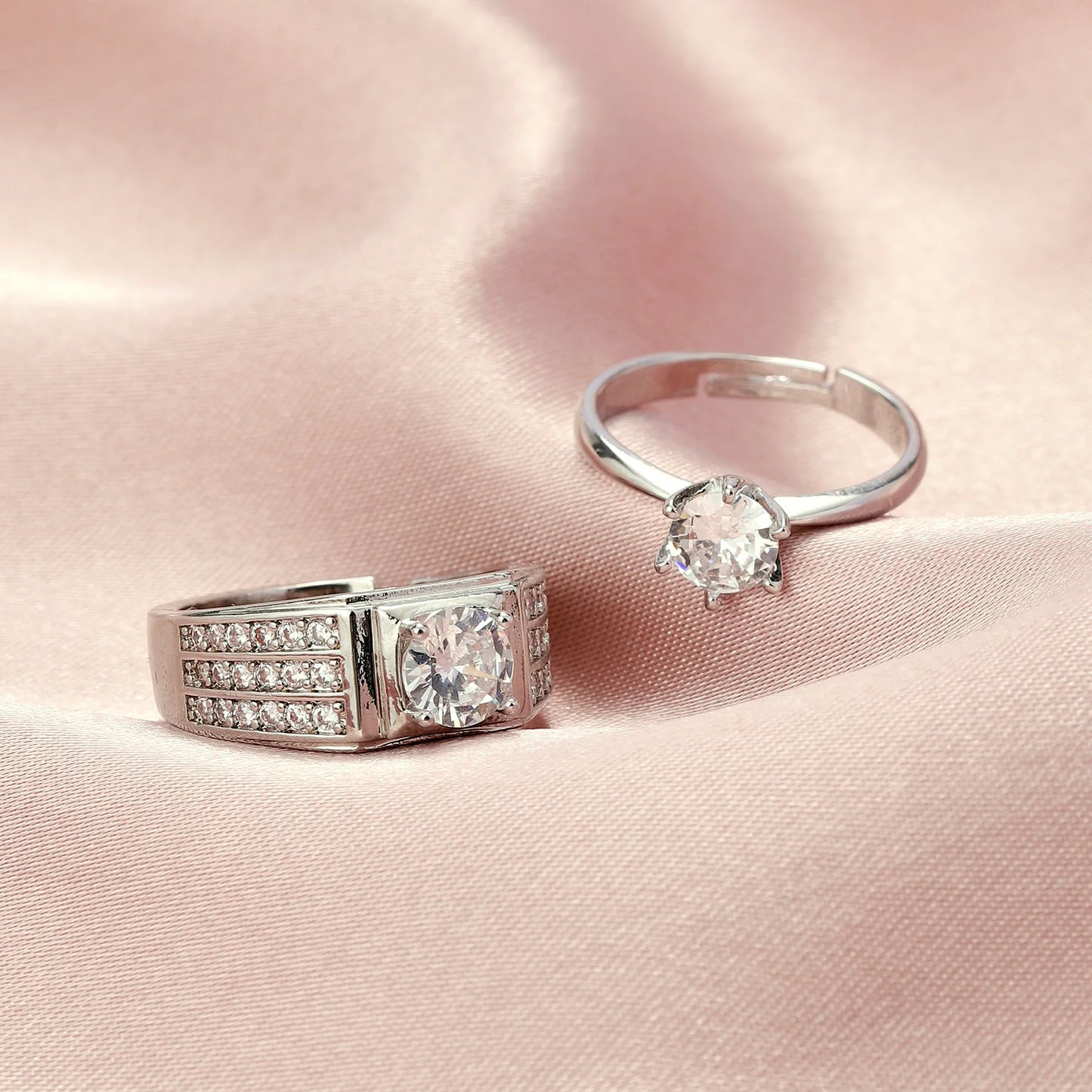 Radiant Spark – Crystal Adjustable Couple Ring