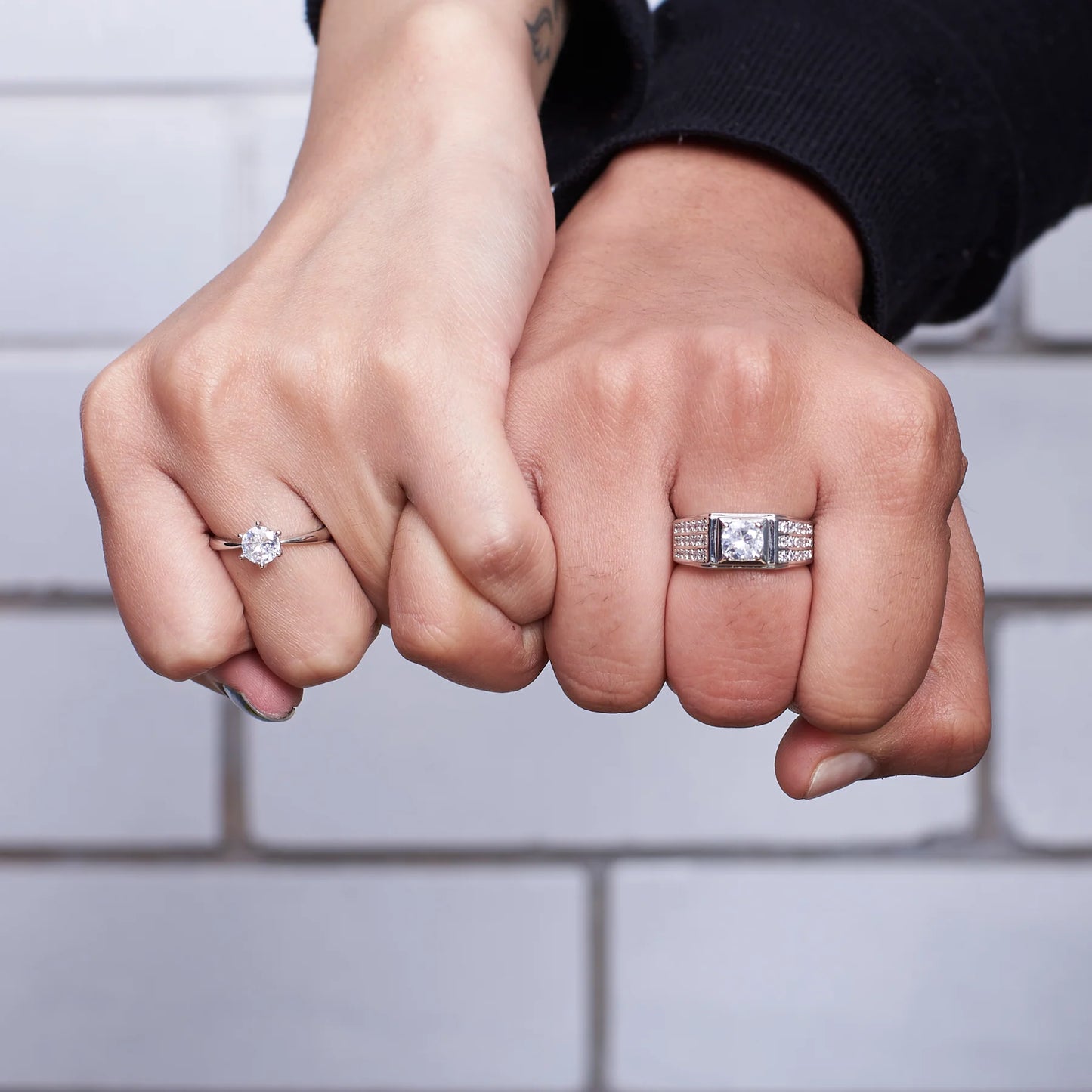 Radiant Spark – Crystal Adjustable Couple Ring