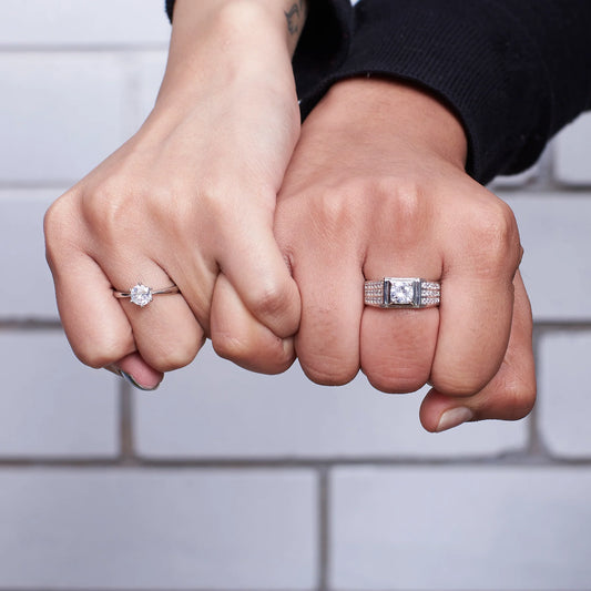 Radiant Spark – Crystal Adjustable Couple Ring