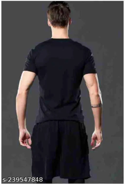 MEZRAA x STYLOKETH Black Striped Tracksuit – Tee & Shorts Set for Men