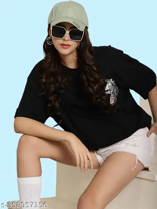 Graphic Printed Cotton Oversized T-Shirt for Women