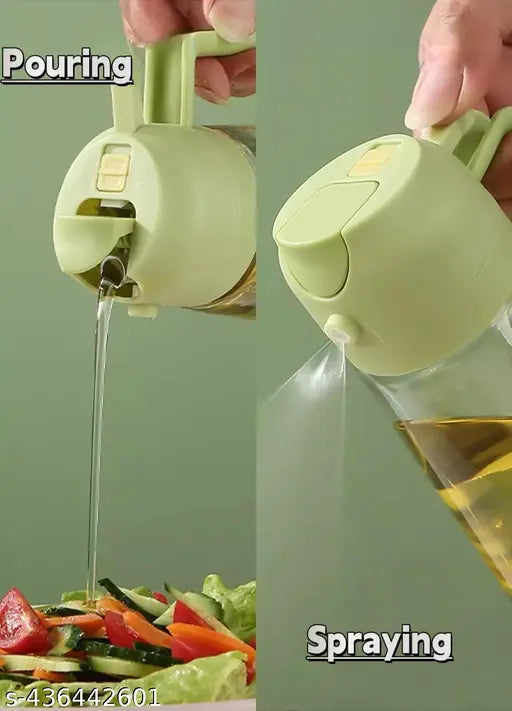 MEZRAA Trivesh 2-in-1 Oil Sprayer & Dispenser | 500ml Glass Bottle for Air Fryer, BBQ & Cooking