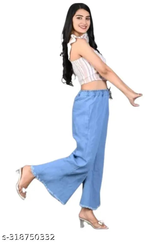 Mezra Women's Tie-Up Baggy Plazo Jeans
