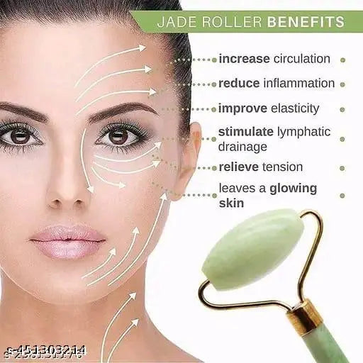 MEZRAA Jade & 3D Roller Facial Massager Combo | Stone Roller + Gua Sha + 3D Body Massager
