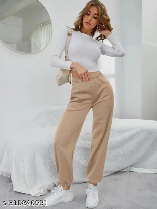 Mezra FlexFit™ Women's Solid Joggers – Regular Fit