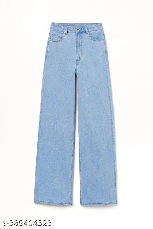 Mezra Ice Blue Wide-Leg High Waist Denim Jeans – Women