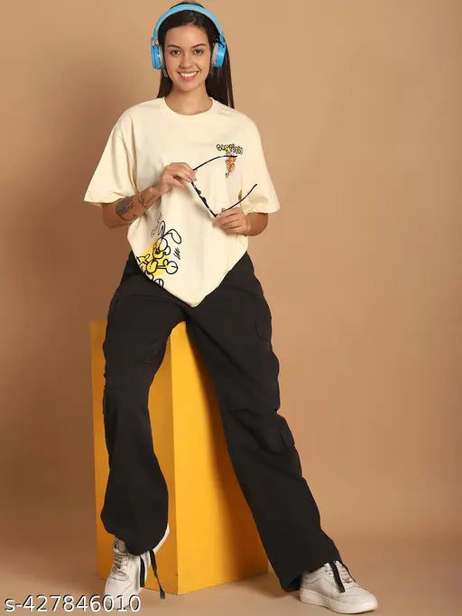 Cotton Printed Oversized T-Shirt for Women