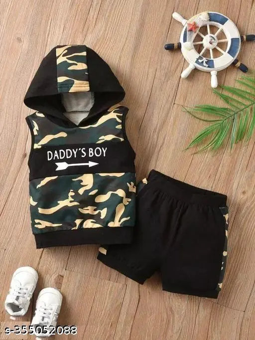 MEZRAA “I LOVE INDIAN ARMY” Baby Sleeveless Co-Ord Set | Hoodie Top & Full Pants