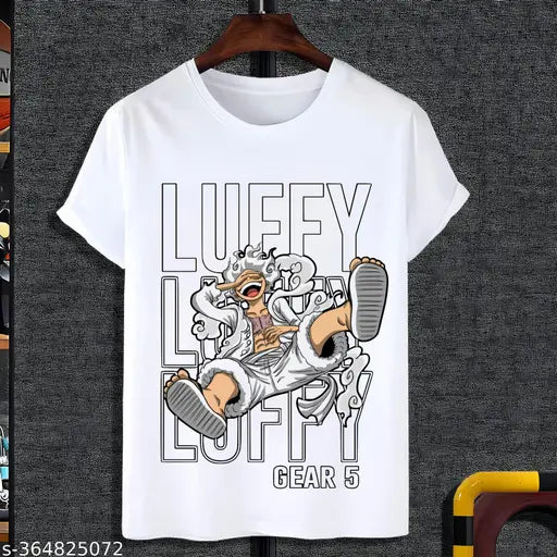 MEZRAA Luffy Gear 5 Anime Printed T-Shirt – Unisex Polyester Tee