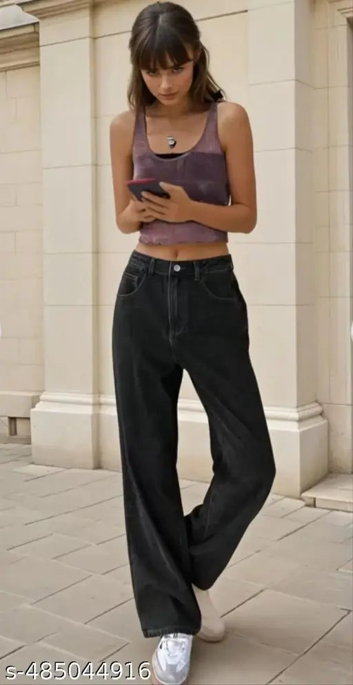 Mezra High-Waist Korean Style Relaxed Fit Jeans – Women & Girls