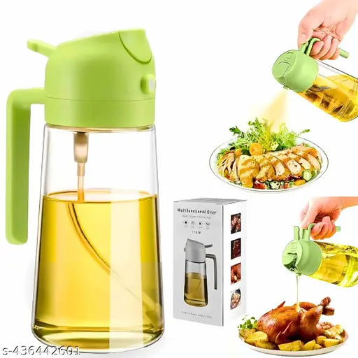 MEZRAA Trivesh 2-in-1 Oil Sprayer & Dispenser | 500ml Glass Bottle for Air Fryer, BBQ & Cooking
