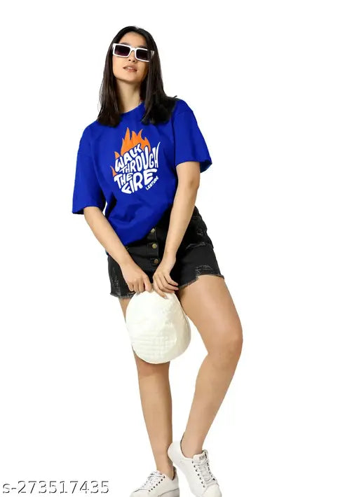 Trond Women’s Oversized Cotton Blend Half Sleeve T-Shirt – Plus Sizes Available