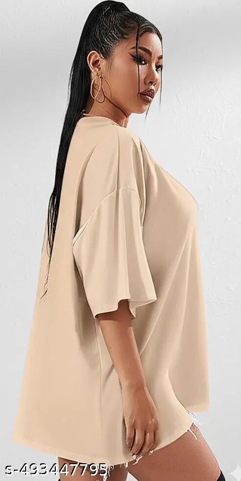 Beige Oversized Baggy T-Shirt for Women