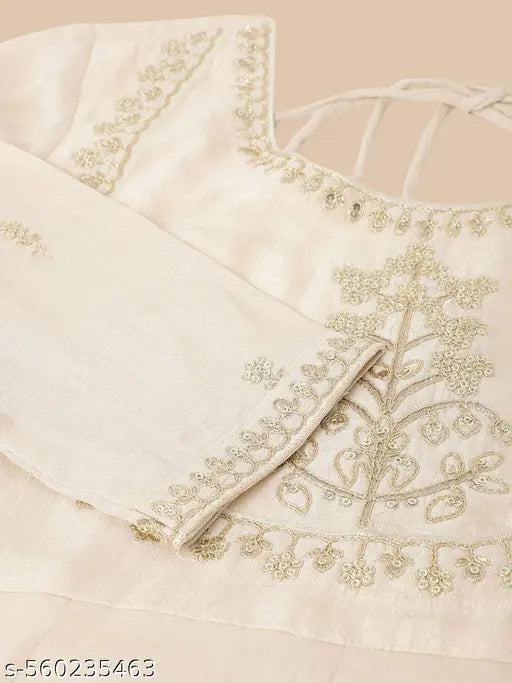 Mezraa Cream Silk Embroidered Kurta Set with Dupatta