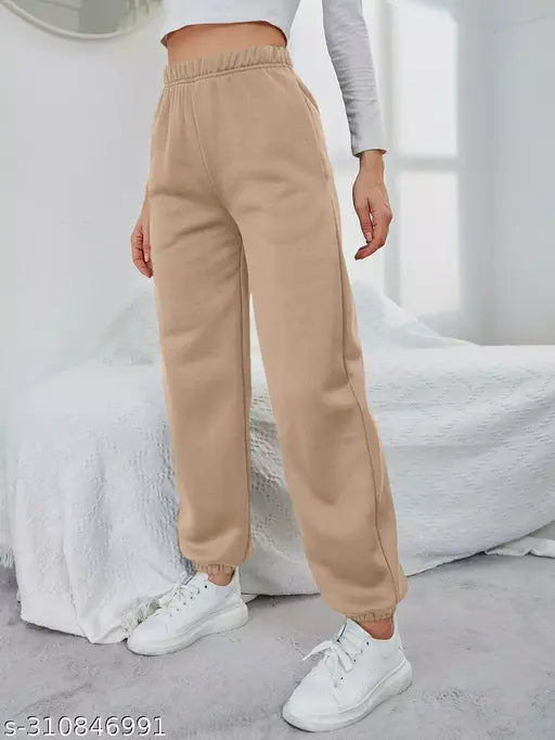 Mezra FlexFit™ Women's Solid Joggers – Regular Fit