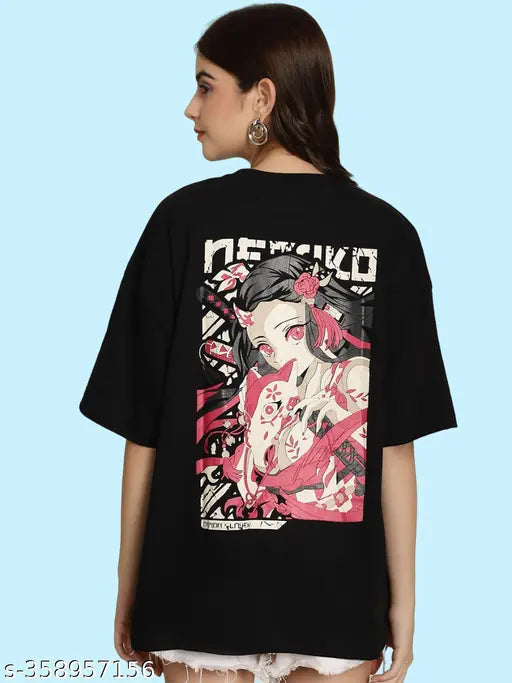 Graphic Printed Cotton Oversized T-Shirt for Women