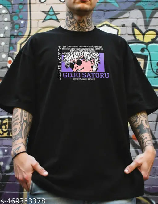 MEZRAA Oversized Anime T-Shirt – Satoru Gojo | Cotton | Men
